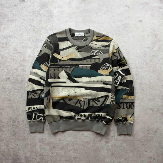 Stone Island Mixed Media All-Over Print Crewneck Sweatshirt AW 2021