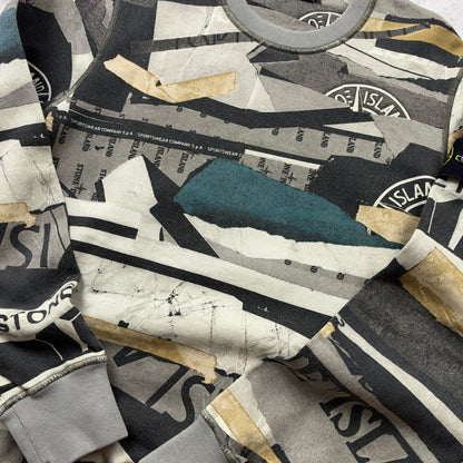 Stone Island Mixed Media All-Over Print Crewneck Sweatshirt AW 2021