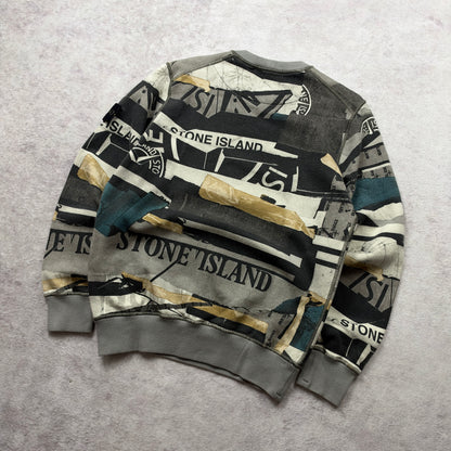 Stone Island Mixed Media All-Over Print Crewneck Sweatshirt AW 2021