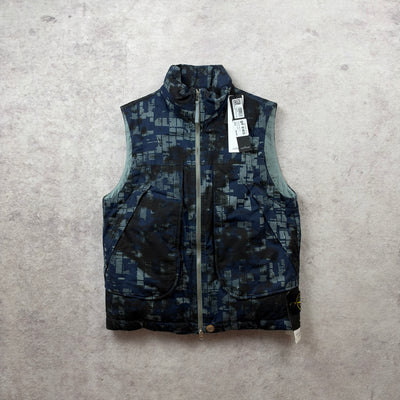 Stone Island Earth Mapping Camouflage Cotton Canvas-Down Vest AW 2024