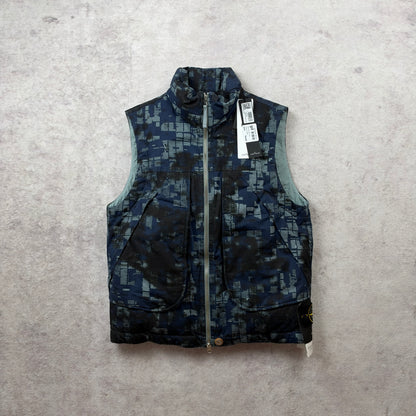 Stone Island Earth Mapping Camouflage Cotton Canvas-Down Vest AW 2024