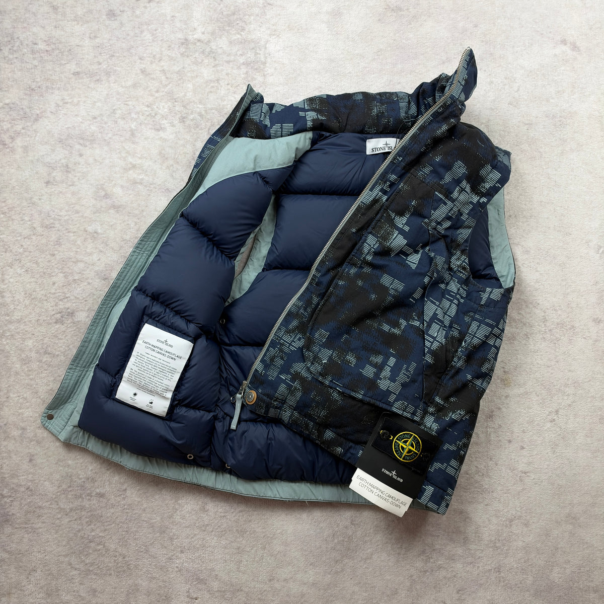 Stone Island Earth Mapping Camouflage Cotton Canvas-Down Vest AW 2024