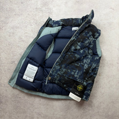 Stone Island Earth Mapping Camouflage Cotton Canvas-Down Vest AW 2024
